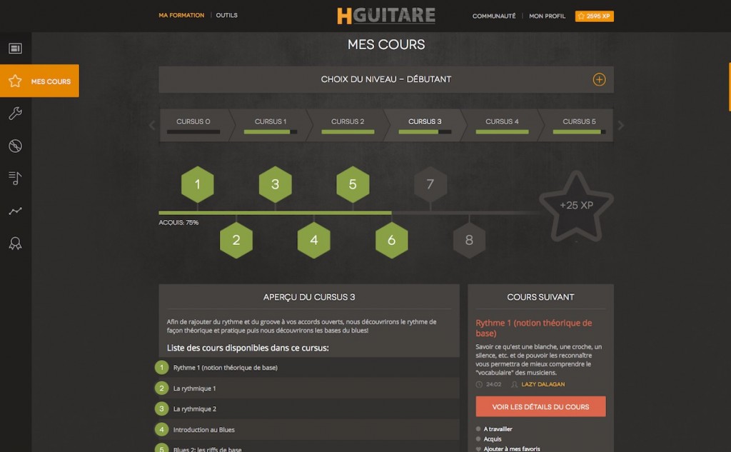 Capture d'écran du site Hguitare